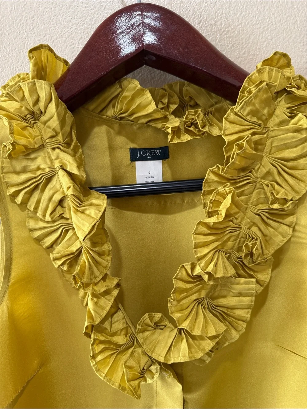 J. Crew Sleeveless Ruffle V-Neck Blouse in Chartreuse Yellow